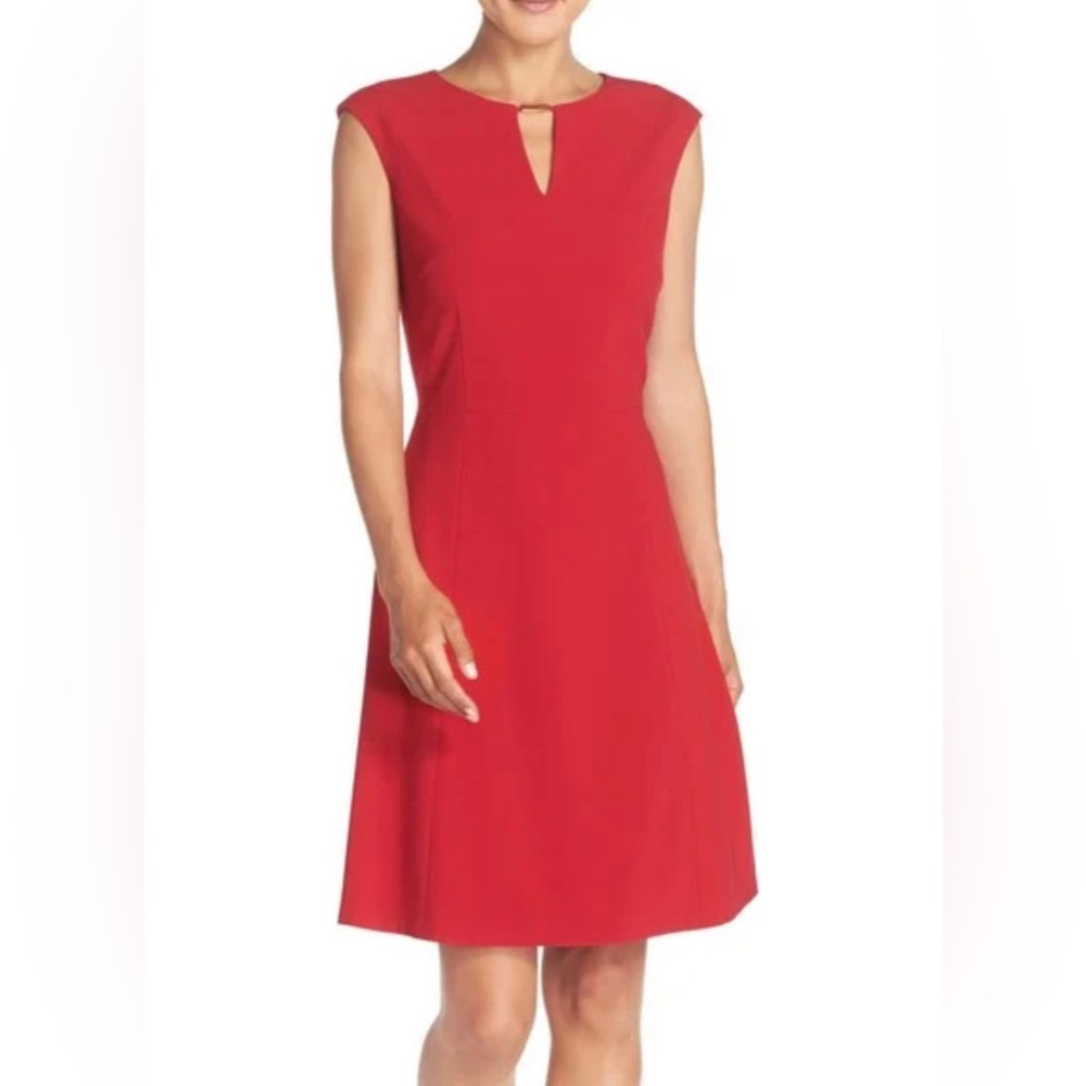 Tahari Levine fit-and-flare stretch dress - Lipstick Red - Size 12